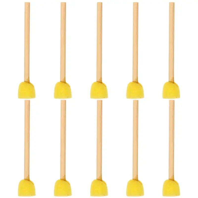 

10 Pcs Sponge Brush with Wooden Handle Foam Sponges Model Paint Toys Handles Sea for Painting