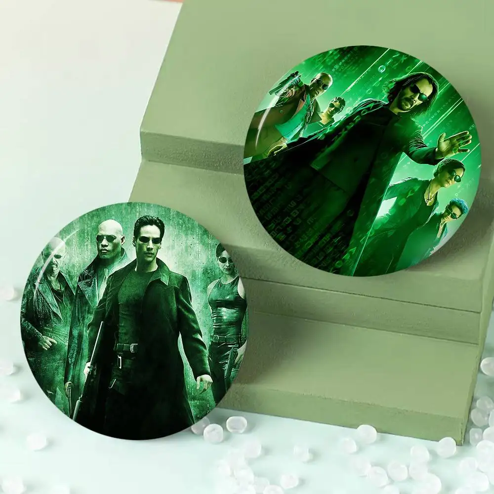 Science fiction action movie The M-Matrix Creative Pins Funny Faces Round Snap-in Brooch Badge Backpack Hat Accessories Gifts