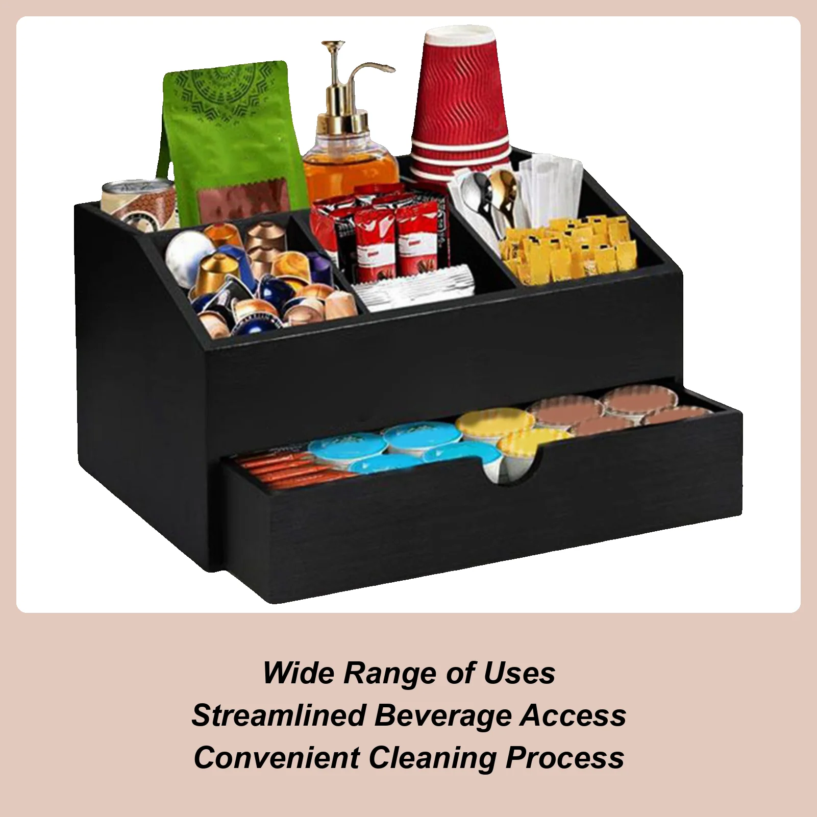 

Органайзер для кофейных капсул и аксессуаров для бара, держатель для хранения на кухонной столешнице, для дома, квартиры, офиса