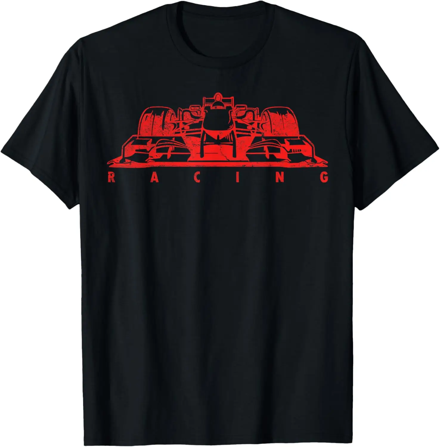 Camiseta vintage para fanáticos del coche de carreras con silueta de amantes de carreras de fórmula roja
