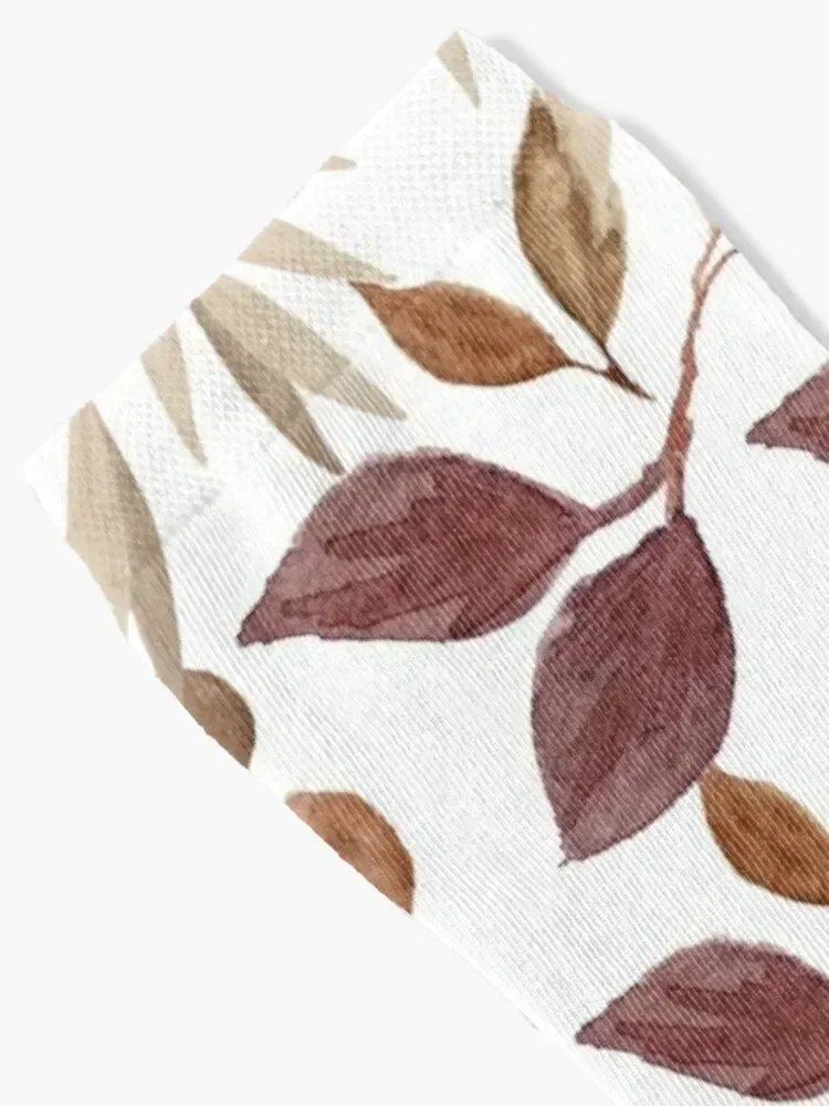 Autumn fall brown themed botanical garden leaves watercolor Socks men cotton high quality man luxury Boy Child Socks Women's