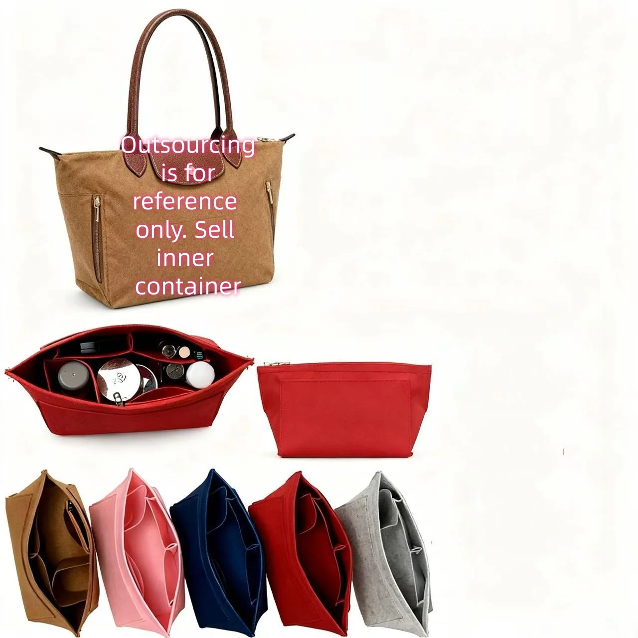 Felt Insert Bag Fits For Long-champ Handbag Liner Bag Felt Cloth Makeup Bag Support Travel Portable Insert Purse Organizer