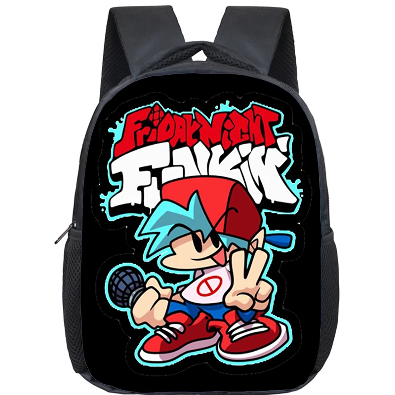 Impermeável Anime escola sacos para crianças, sexta-feira à noite Funkin, Kindergarten Bag, pré-escolar, meninas, meninos, criança, 12"