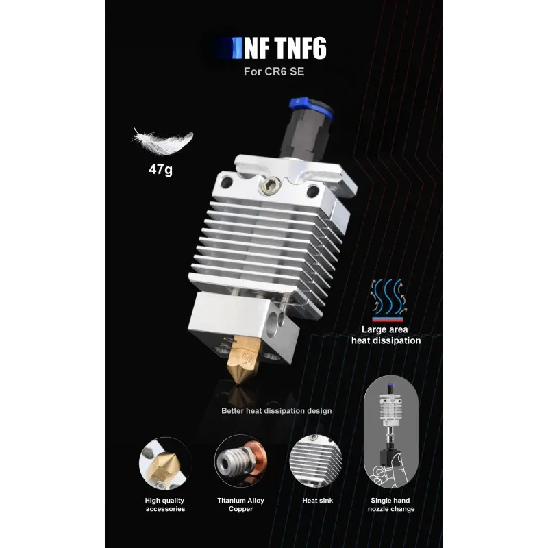 

Совершенно новая конструкция от комаров Mellow TNF6, горячее титановое биметаллическое горло, экструзионная головка CR6-SE, запасные части для 3D-принтера