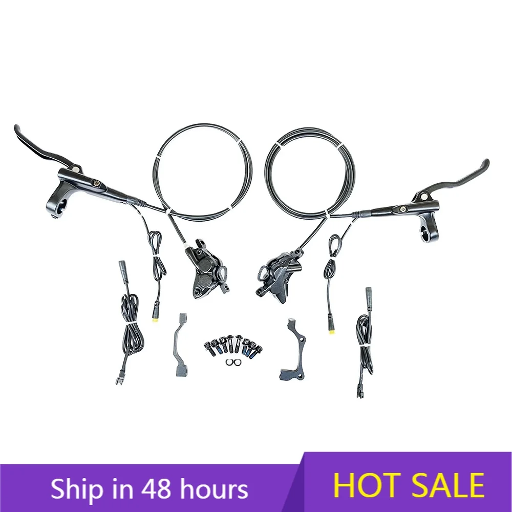 

YTYIN 4 Piston Electric Bike Hydraulic Disc Brake Kits Bafang Front and Rear Hydraulic Disc Brake Four Piston Calipers