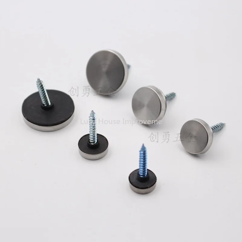 100Pcs/Lot  12mm Diameter Stainless Steel Cap Cover Decorative Mirror Screws Display Mirror