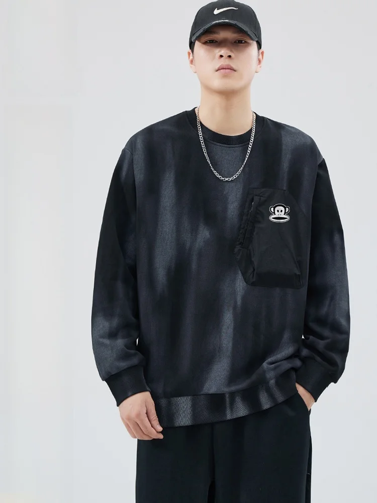 

Men's Loose Fit round Ne Sweatirt Spring Autumn American Brand High End Faion Heavyweight Monkey Logo Design