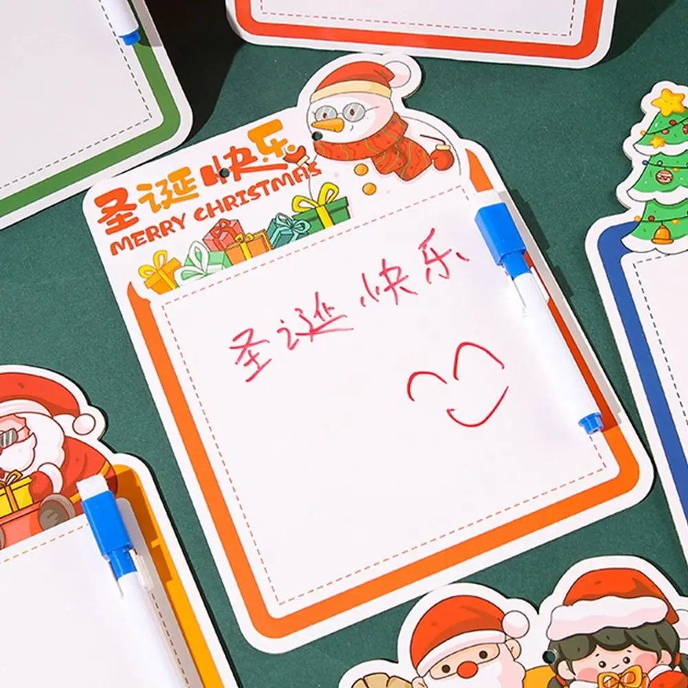 3/5/10pcs Creative Christmas Erasable Whiteboard Cartoon Animal Shape with Erasing Pen Erasable Drawing Board with Rope