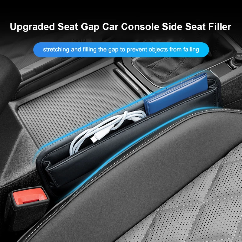 JFBONIN Universal Car Seat Gap Organizer PU Leather Auto Console Side Pocket Seat Crevice Storage Box Interior Accessory