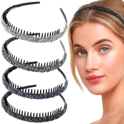 Rhinestone Headbands for Women Girls Sparkle Hair Band Fashion with Teeth Non Slip Hair Hoop Glitter Head Bands Hair Accessories