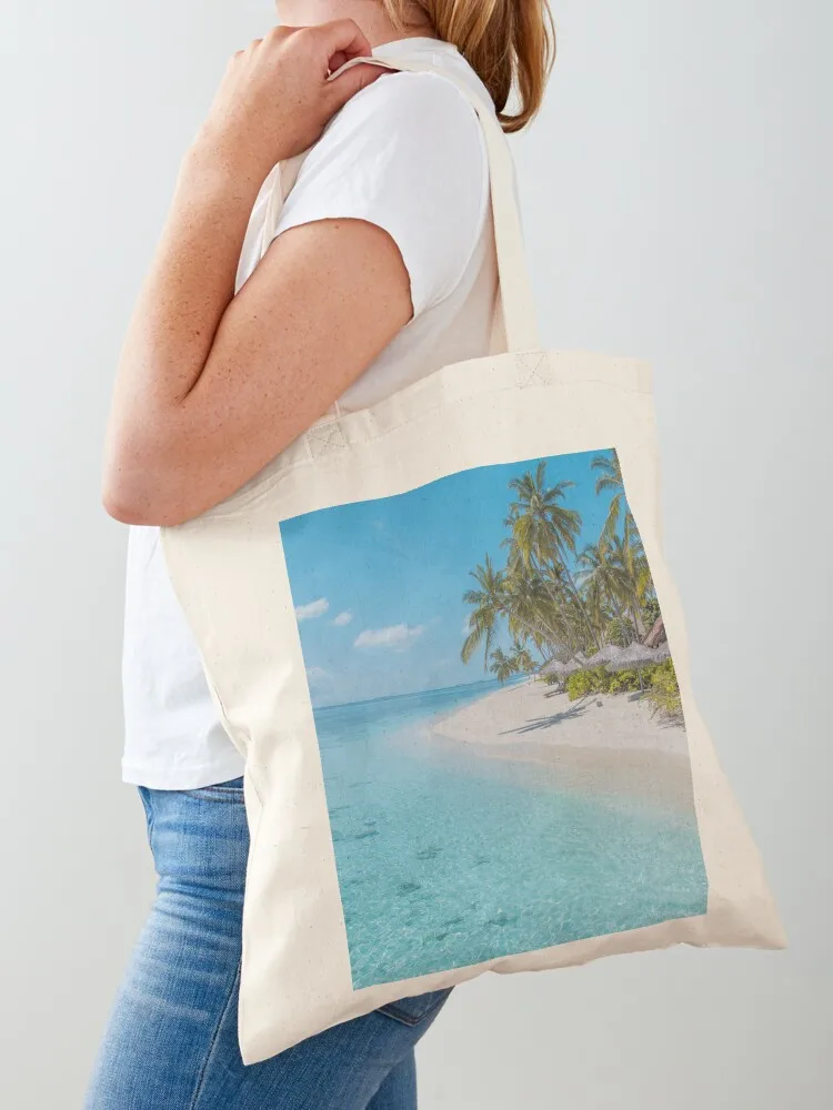 Tropical Maldives Palm Tree Beach Paradise Tote Bag sac pour femme canvas shopping bag Canvas stote bag Canvas