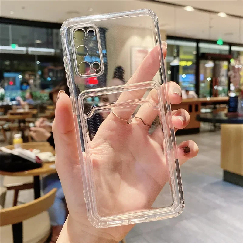 Étui porte-cartes pour Samsung Galaxy, coque arrière transparente en TPU souple, A52, A72, A53, A73, A33, A13, A23, A32, A12, A51, A71, A50, A70,