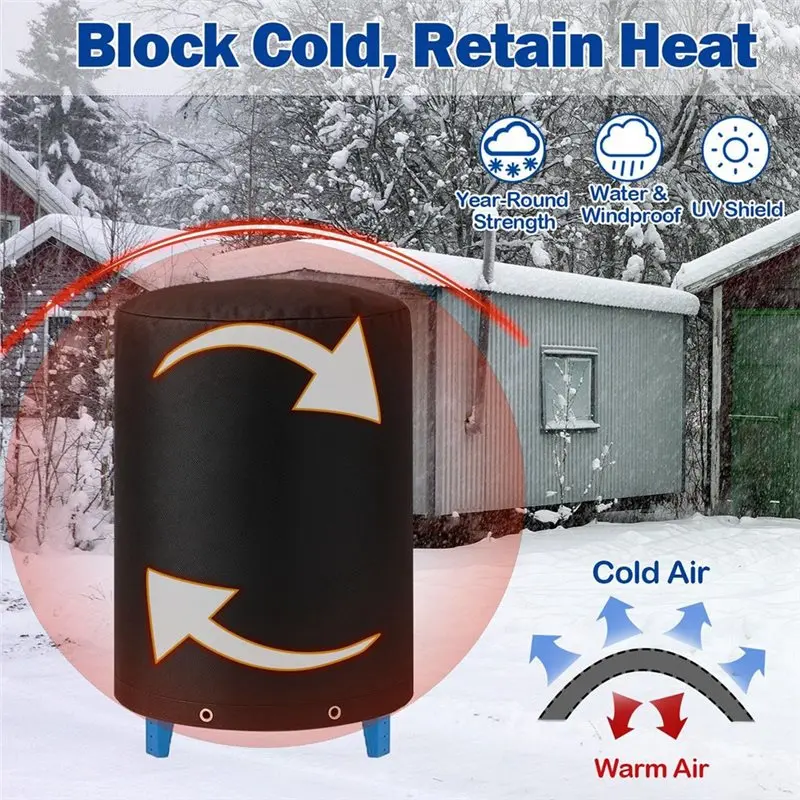 ABMH-غطاء خزان ضغط الآبار الدائري المعزول 24 بوصة عمق × 34 بوصة ارتفاع (5 ° F)، غطاء مضخة مياه سميك مكون من 3 طبقات #5