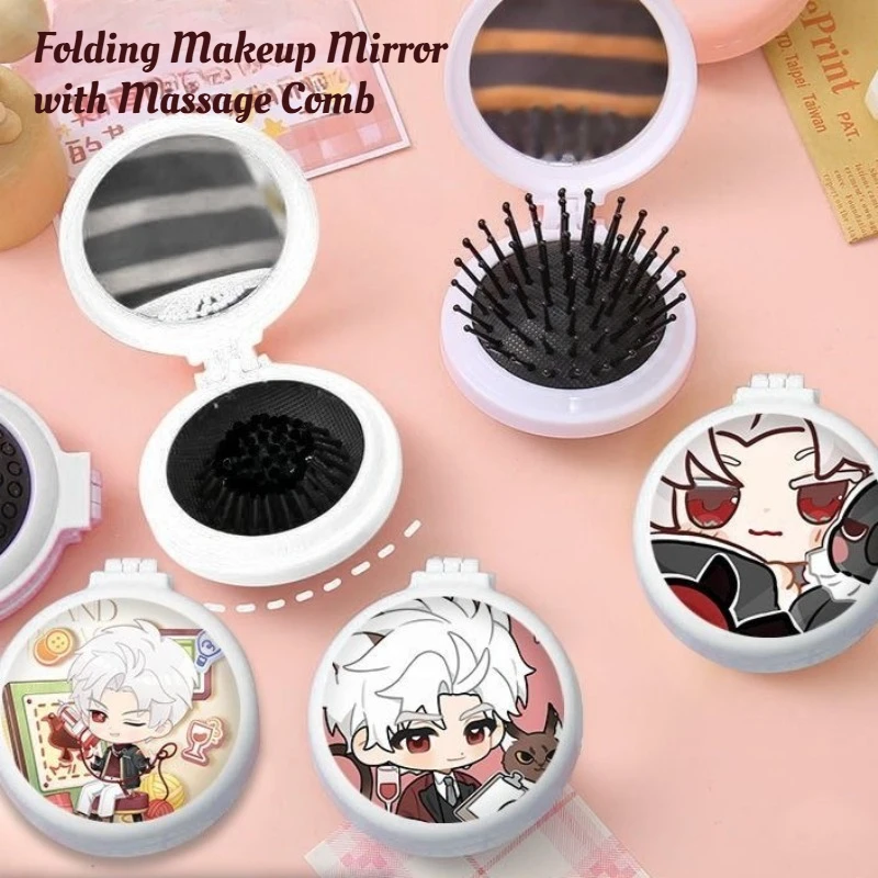 

Love and Deepspace Sylus Folding Makeup Mirror with Massage Comb Kawaii Anime Character Airbag Comb for Mirror Air Hair Cushion