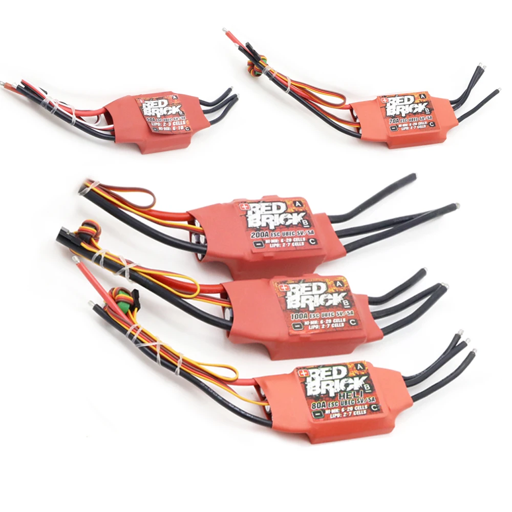 Rode Baksteen ESC 50A 70A 80A 100A 125A 200A 5 V/3A 5 V/5A Borstelloze BEC Elektronische Snelheidsregelaar voor RC vliegtuig of Schip model onderdelen