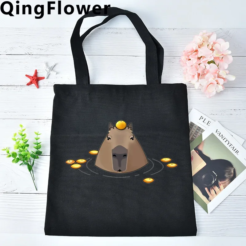 Capybara shopping bag shopper tote recycle bag bolsa cotton grocery bag sac cabas shoping cloth cabas