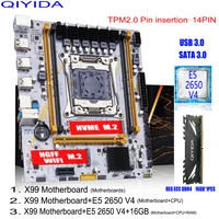 Juego de placa base QIYIDA X99 LGA 2011-3 Kit procesador de CPU Xeon E5 2650 V4 con memoria RAM DDR4 ECC de 16GB SATA3.0 USB 3,0 NVME M.2