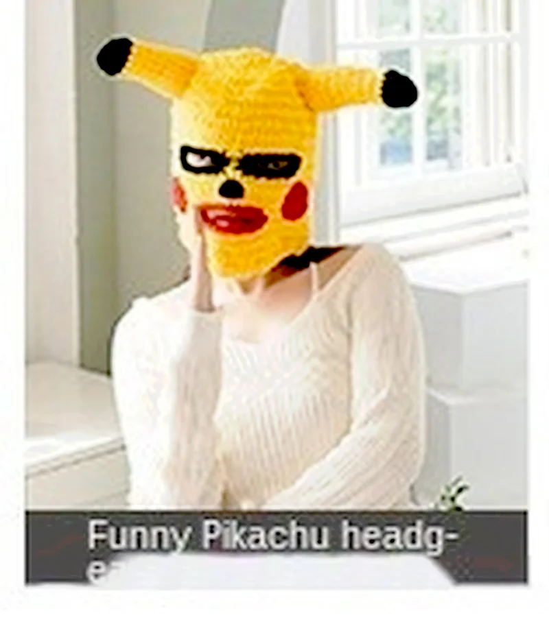 Pokemon Pikachu Handmade Funny novità Anime Cartoon Animal Knitted Hat Mask Beanie Halloween Party Birthday Cool Gift