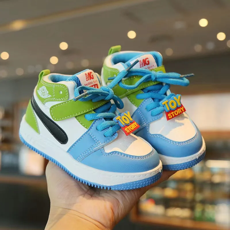 Children's Sports Shoes 2024 New Spring Boys Leisure Board Shoes High Top Non-slip Girls' Basketball Shoes Soft Soled Baby Shoes