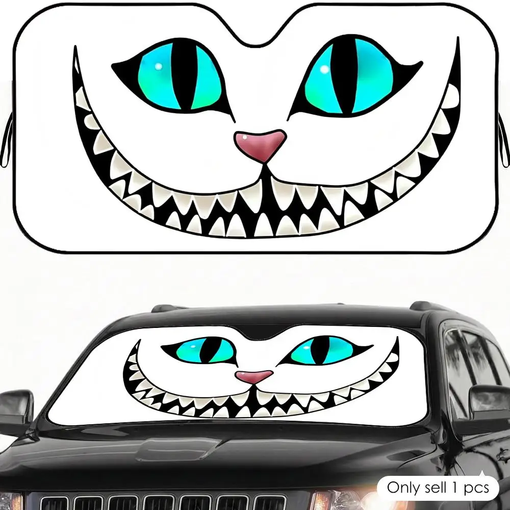 

Cat Smiling Face Sun Visor Reusable Aluminum Foil UV Protector Heat Five-Layer Insulation Windshield Sunshades