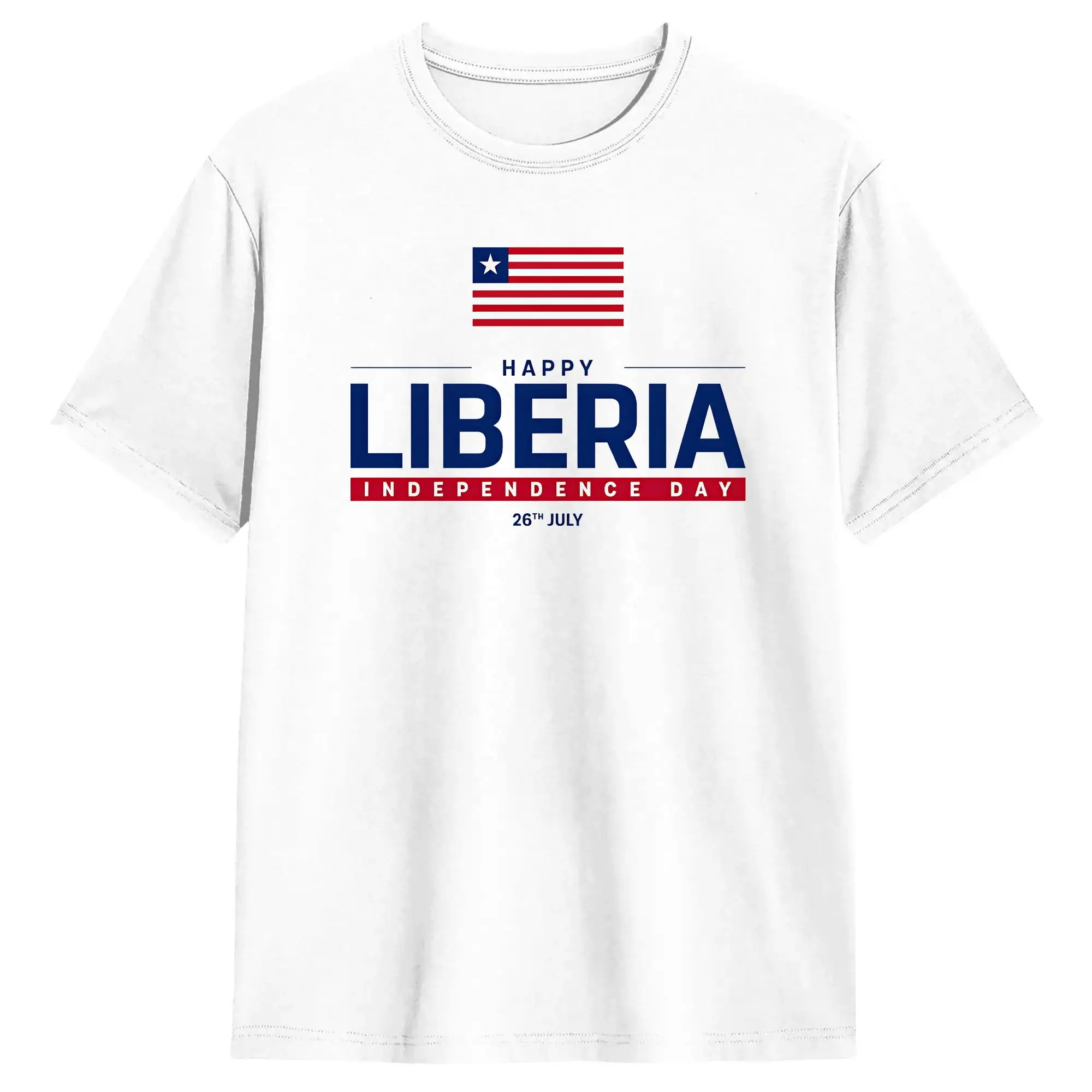 Happy Liberia Independence Day T-Shirts Men  Hipster 100% Cotton Tees O Neck Short Sleeve T Shirts Gift Idea Clothes