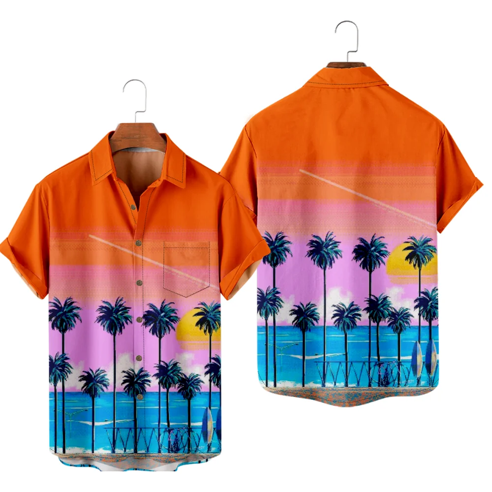 

Men's Hwaiian Shirt Sunset Style Beach and See 3D Print Y2K Hombre Fashion Summer Shirt