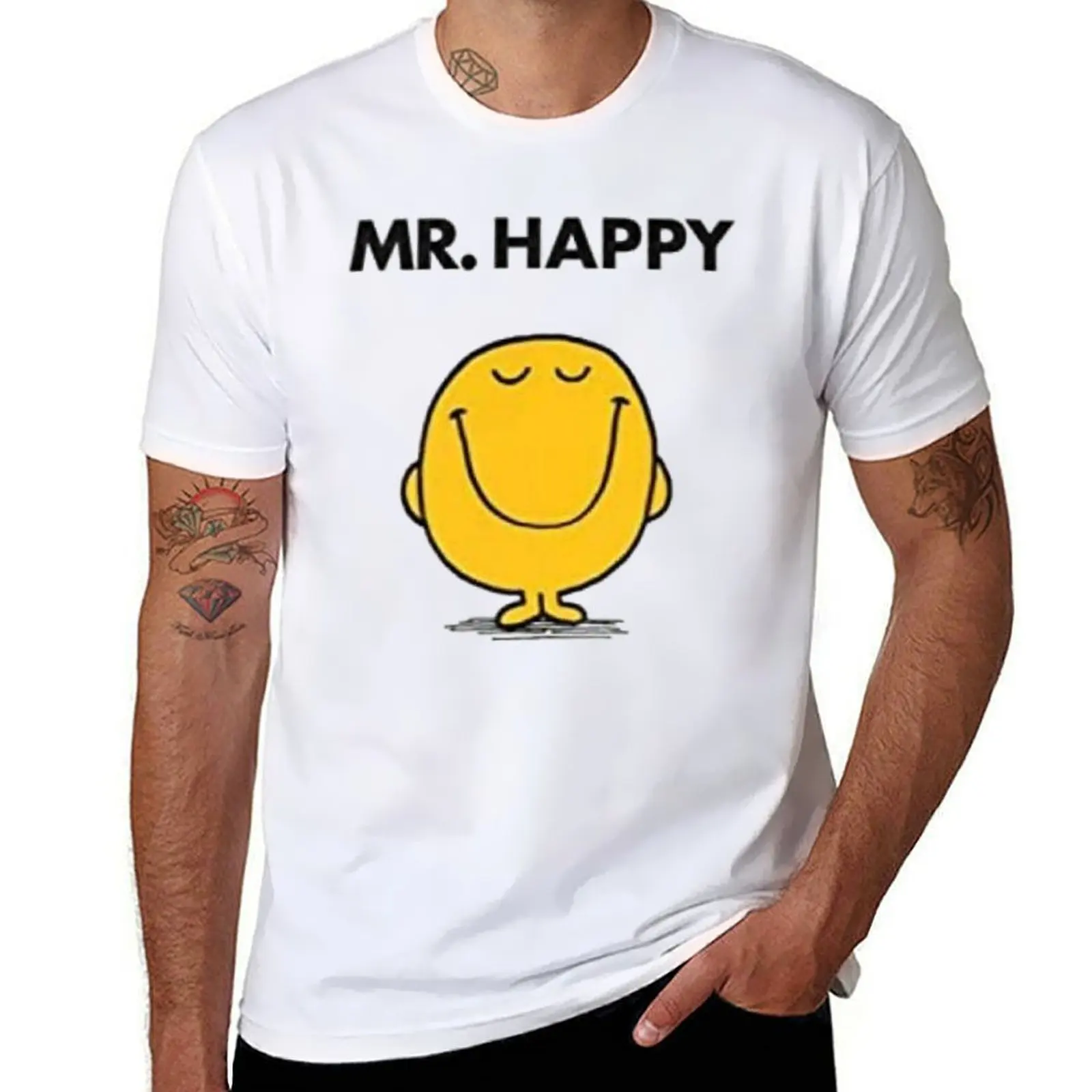 

Mr Happy T-Shirt black cotton t-shirt plain for man package man graphic t shirt printed t shirts for man T-Shirt