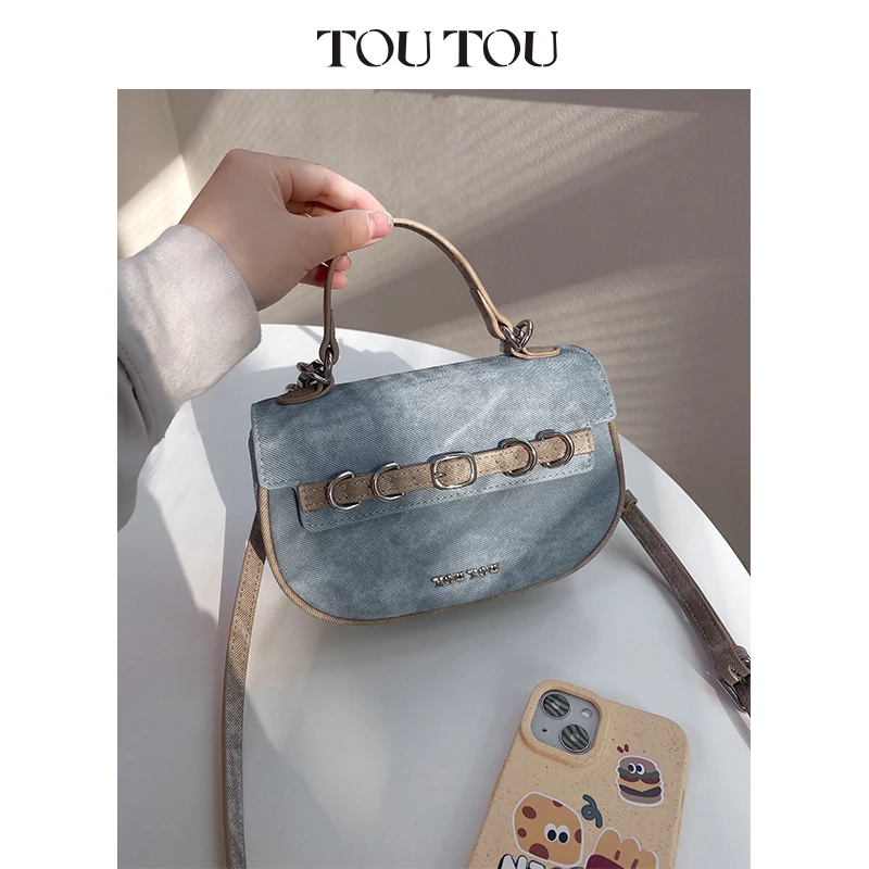 TOUTOU Women Handbag Fashion Fabric Cosmetic Storage Handheld Bag Adjustable Shoulder Strap Crossbody Bag Female Makeup