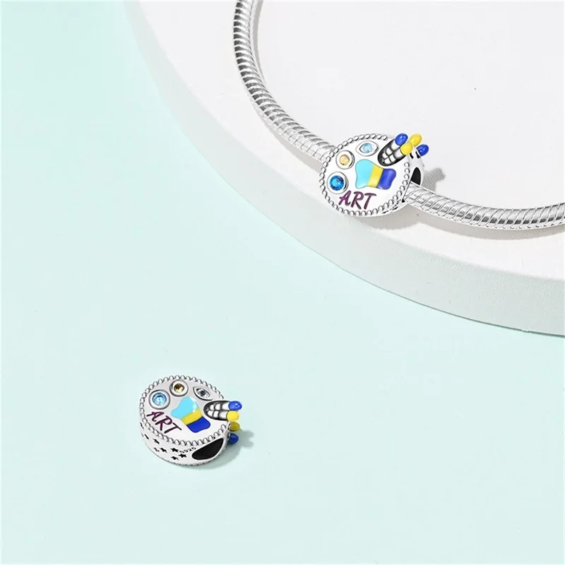 New 925 Sterling Silver Color Palette Pigment Artist Charms Beads Fit Pandach 925 Original Bracelets DIY Birthday Jewelry Gifts