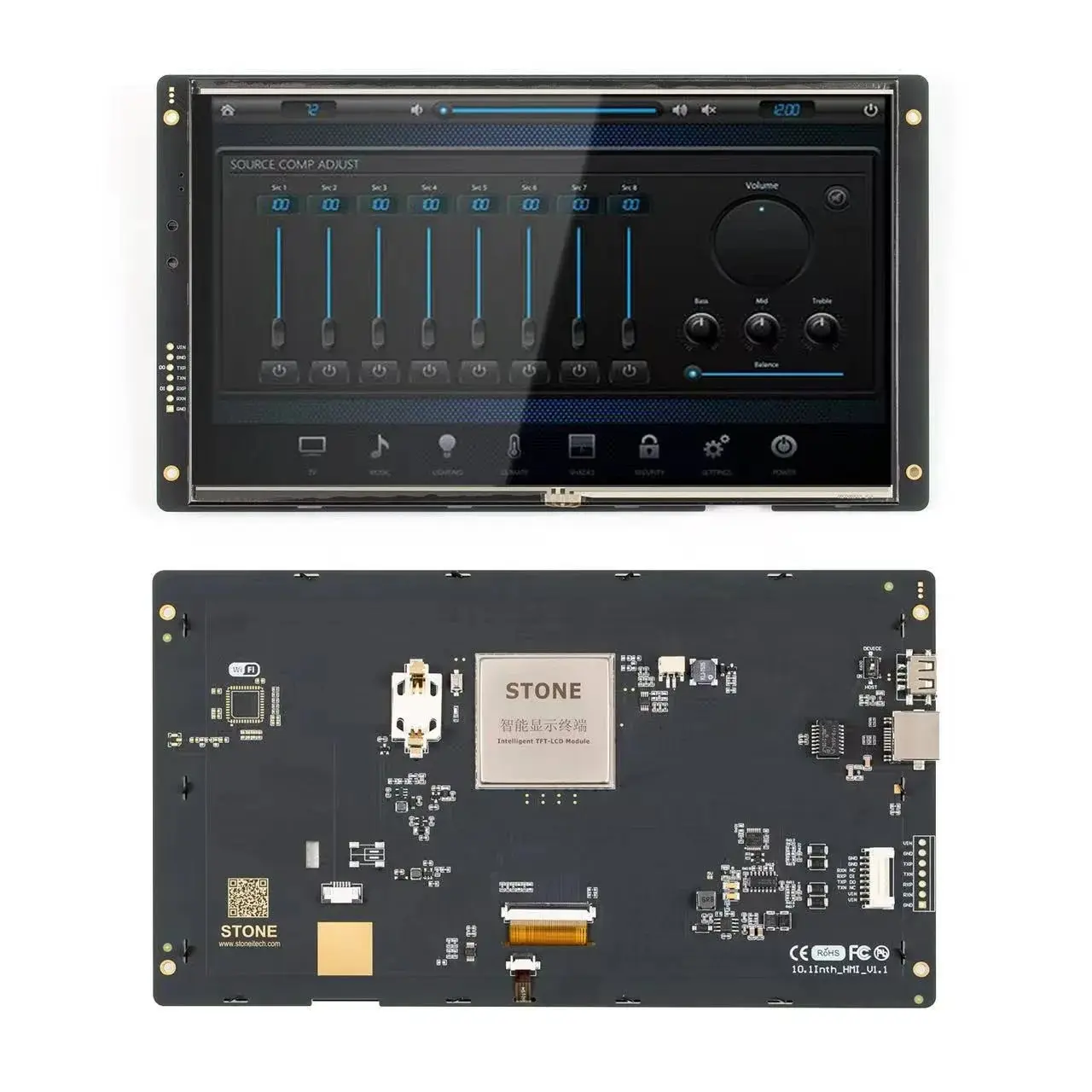 SCBRHMI - 10.1'' Full-color HMI Intelligent LCD Resistive Touch Display Module Easy To Operate for Basic Programmers