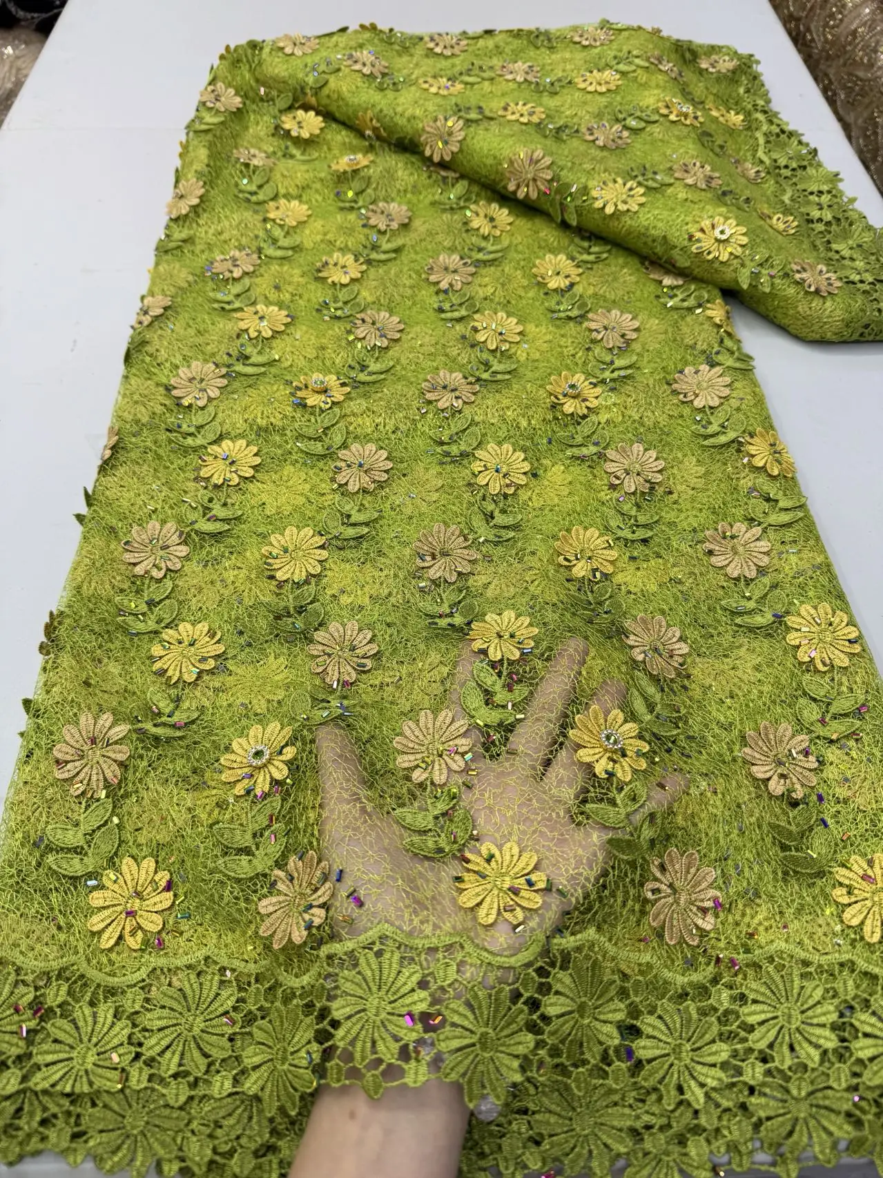 African Guipure Cord Lace Fabric, Nigerian Stones, Water Soluble, Sewing Dresses, Women's Dresses, High Quality, 2026