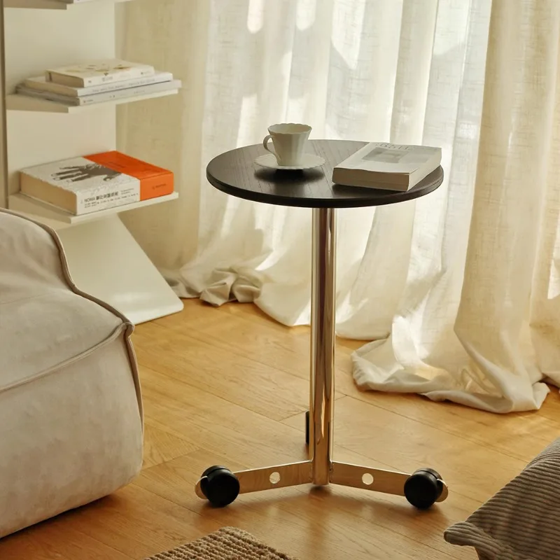 Solid Wood Retro Side Table Portable Small Coffee Table for Living Room Vintage Bedside Sofa Couch