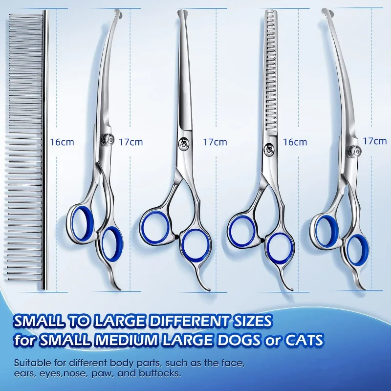 Professional Dogs Grooming Scissors Set Stainless Steel Dog and Cat Hair Thinning Shears With Safety Round Tip For Pet