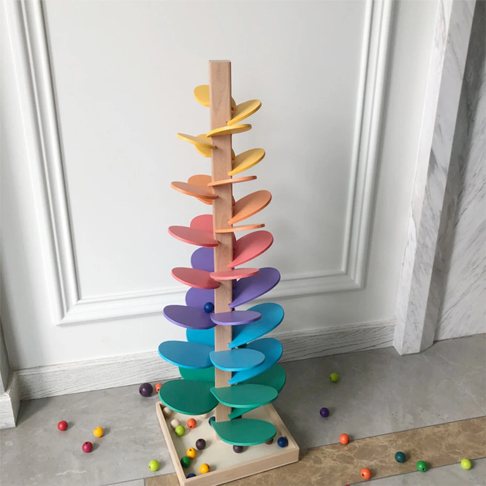 Arbre Musical boule de marbre, blocs de construction de piste de course, jouets éducatifs d'apprentissage Montessori pour enfants, arbres sonores de musique arc-en-ciel