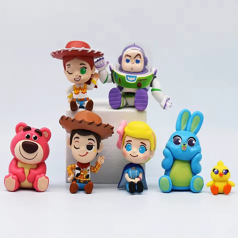 

Disney 7pcs Toy Story 4 Woody Jessie Buzz Lightyear Bullseye Forky Ducky Bunny PVC Figures Kids Birthday Cake Decoration Toy