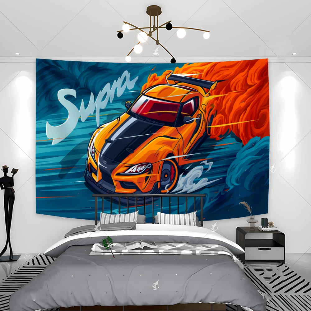 

90x150cm 3d Games Print Pattern Artwork Racing Car Tapestry Living Cool Flag Mats Home Decor