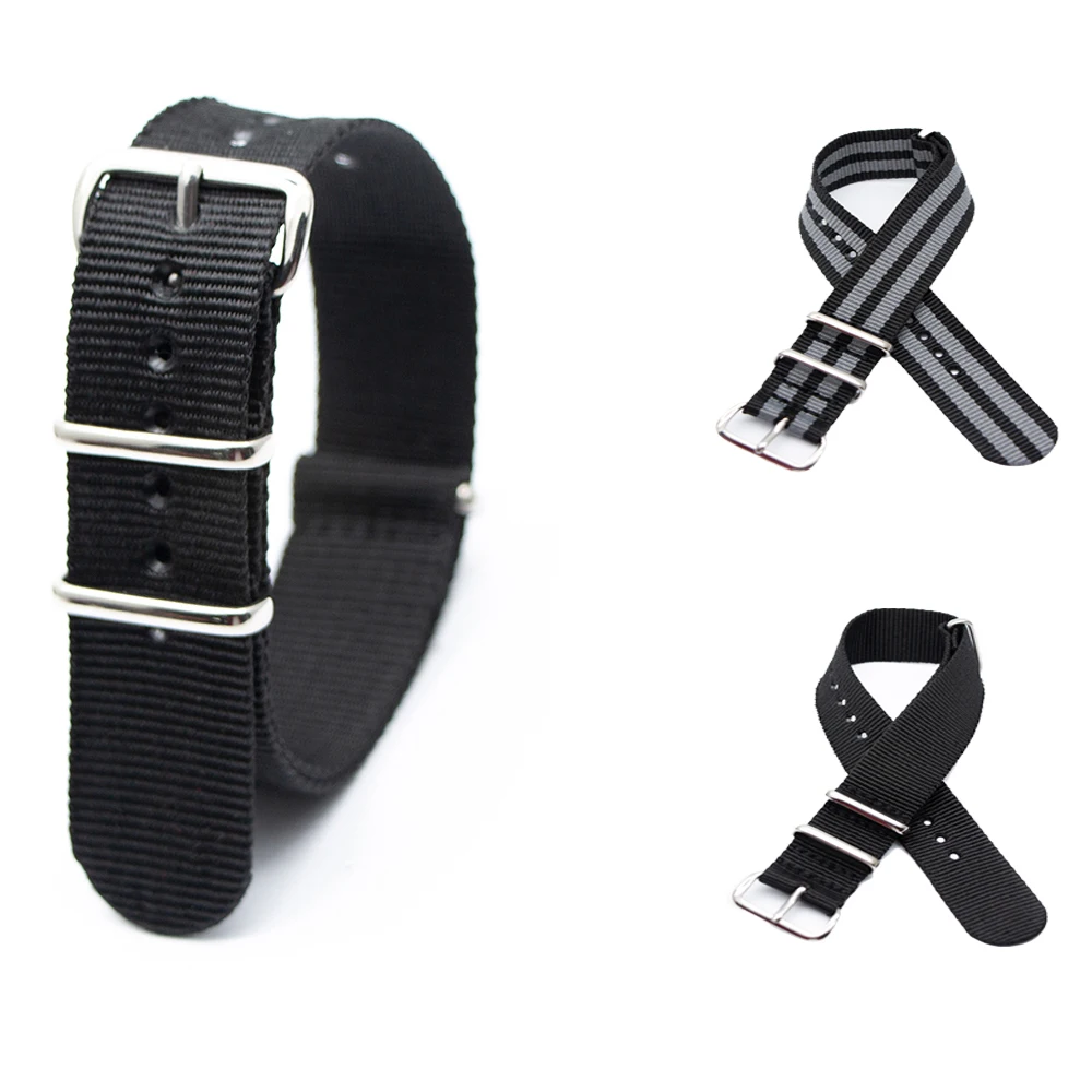 Watch Band 18MM 20MM 22MM 24MM  Style Wristband Durable Nylon Striped Strap Compatible with Sport Casual Watch Bracelet