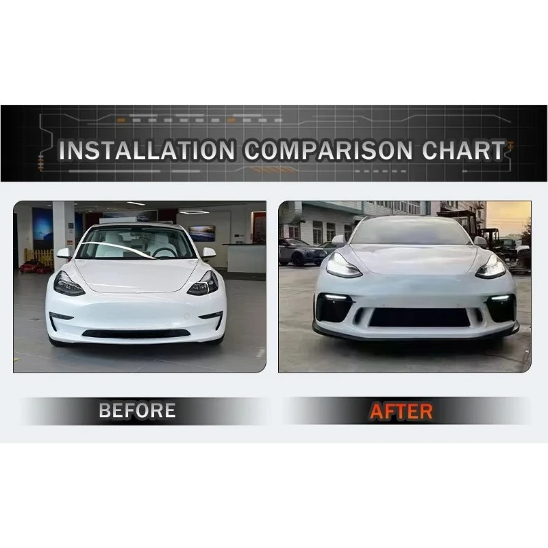 

Car Accessories New Design Car Bodykit For Model 3 2018-2022 Modified GT3 Front Bumper Assembly Car Bumpers