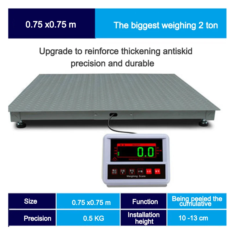 0.75 X 0.75 M 2 Tons Industrial Digital Scale Commercial Electronic Weighing High Precision Weighbridge For Livestock Weighing