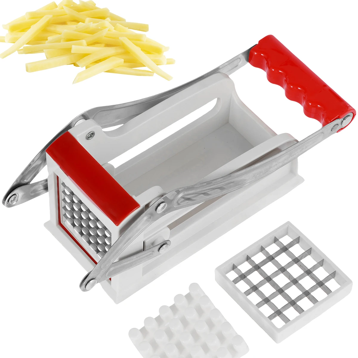 French Fry Cutter Multifunct Vegetable Fruit Chipper Stainless Steel Potato Chipper with 25/49 Holes Blades Kitchen Tools