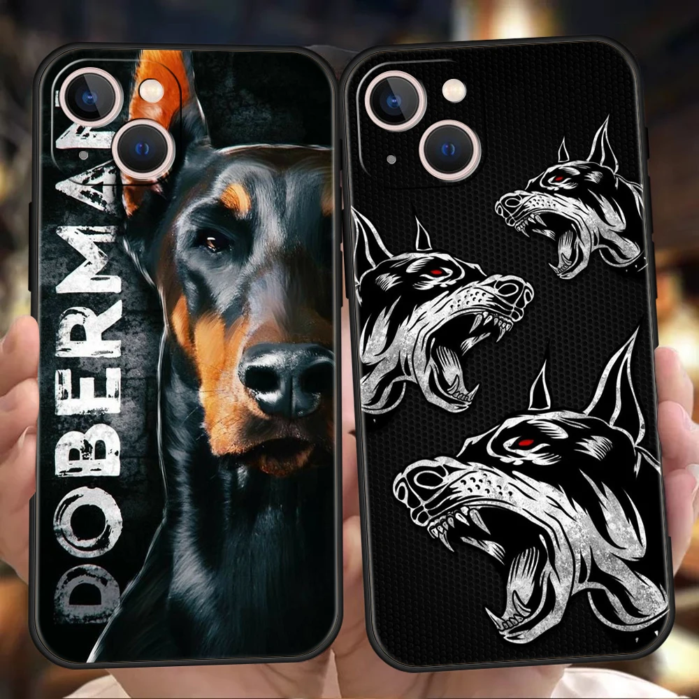 Doberman Dog Phone Case Cover for iPhone 16 15 14 13 12 Pro Max XR XS X 11 7 8 Plus Shockproof Silicone Soft Shell Capas Bags