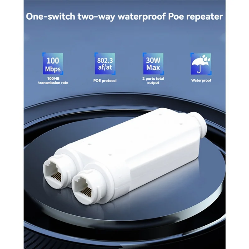 

A99E-2X Водонепроницаемый повторитель POE Удлинитель IP66 10/100 Мбит/с 500 м Удлинитель 48 В Открытый для камеры POE Switch