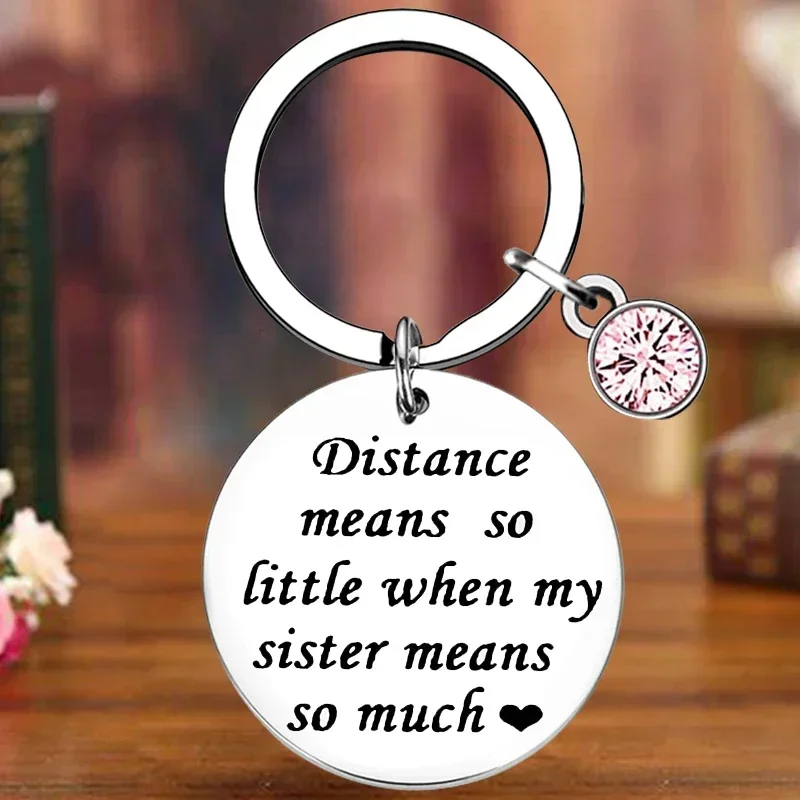 Metal Sister Keychain Long Distance Leaving Going Away Apart Sister Key Chain Pendant sister in law birthday gift