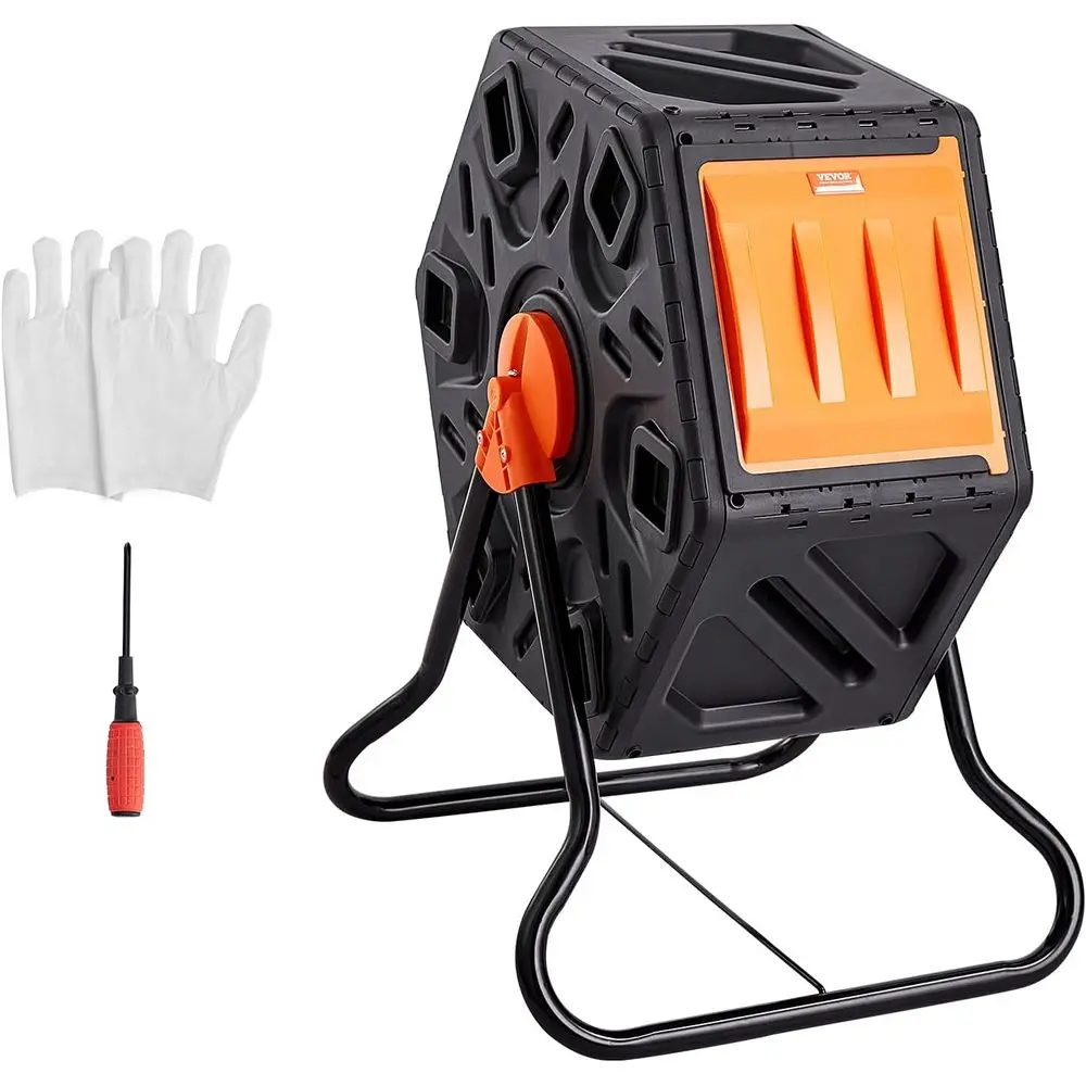 

Компактный 18,5-галлонный одноярусный вращающийся компостер с раздвижной дверцей для кухни, двора и использования на открытом воздухе