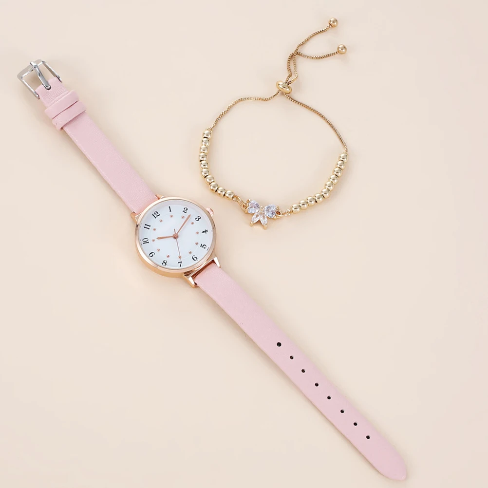 

2 Pieces Quartz Watches Bracelet Set Fashionable Women Watch Skin Friendly Alloy Wrist Decor Accurate Timekeeping Casual