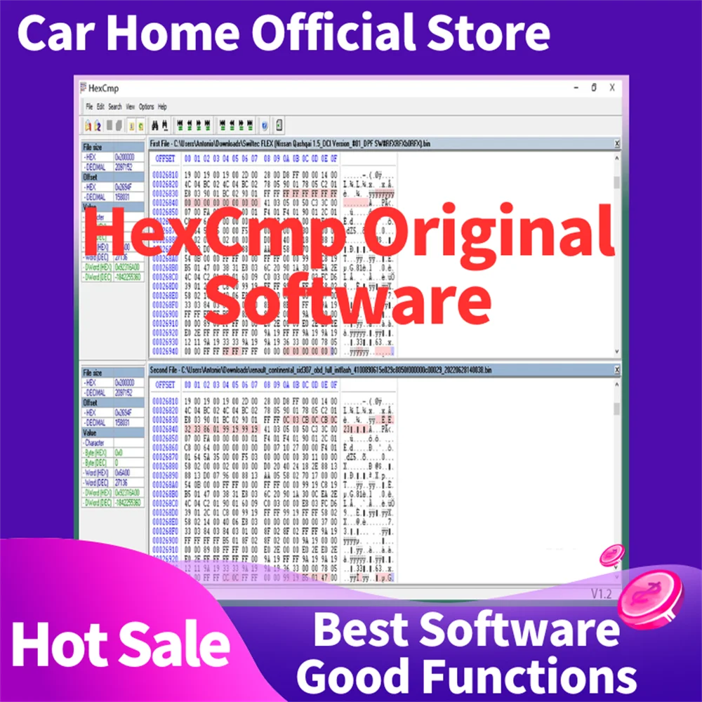 HexCmp Original Software With License Key Compare Files In Binary Format Edit And Modify Files Supports Files Up To 2 GB