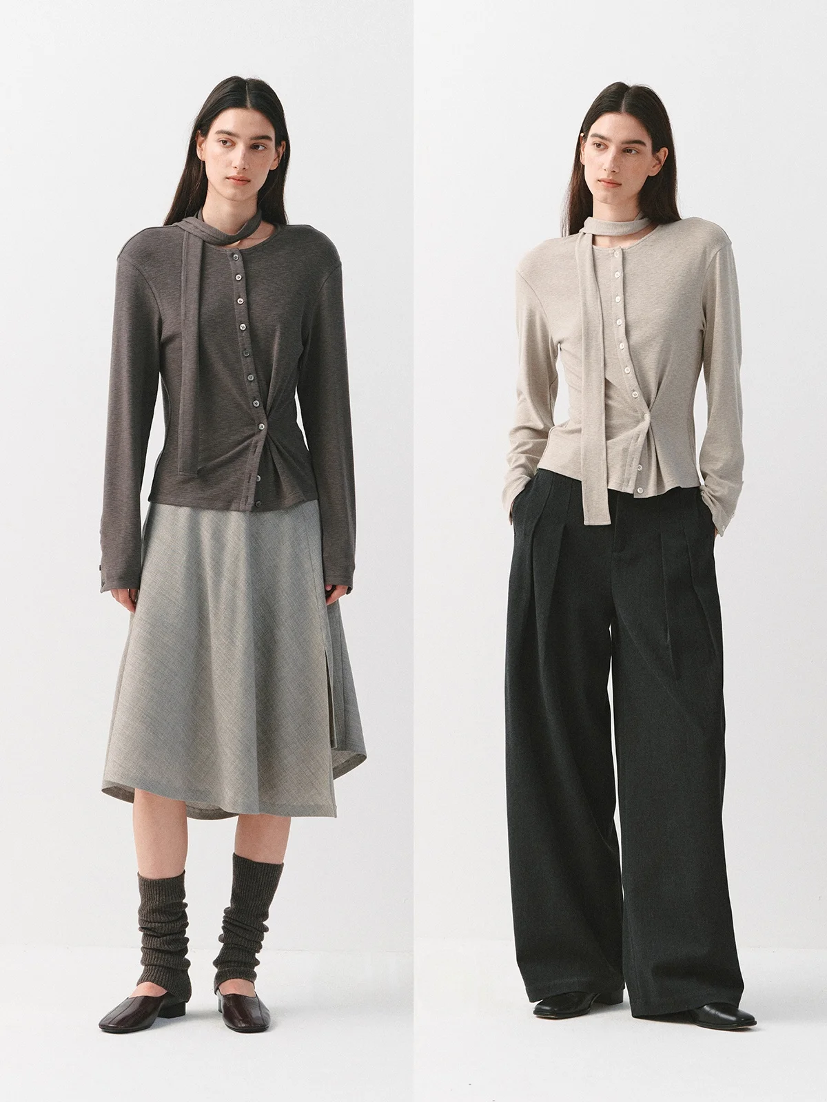 

Легкий вязаный кардиган Guoe Sli с поясом для женщин, базовый слой, длинный рукав, модный, двусторонний, универсальный.