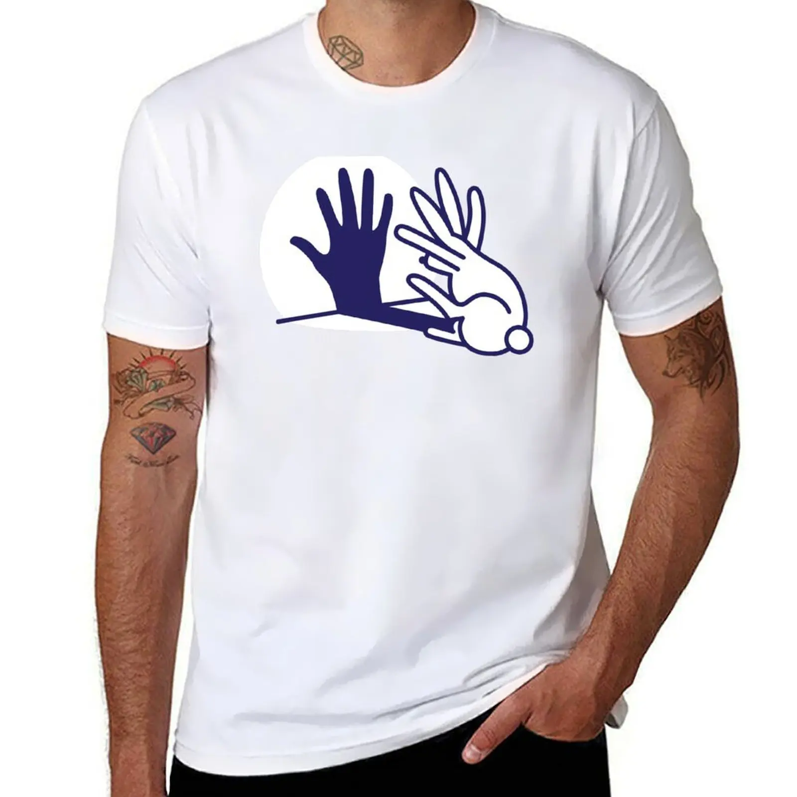 hand shadow rabbit T-Shirt t shirt for man 100 percent cotton t shirt personalised T-Shirt