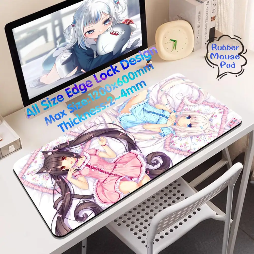 N_nekopara Mouse Mouse Stand Pad Rubber Mouse Computer Keyboard Mat Pc Gamer Accessorios Anime Playmat Pad Gaming Accessories 4m