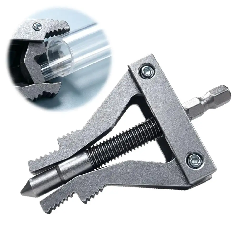 Broken Pipe Extractor Tool Anti‑Slip Dual‑Jaw Clamp Hex Shank Drill Adapter Hardened Alloy Damaged Screw Thread Remover